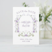 Floral Lilac Arch Frame Wedding Save The Date セーブザデート (スタンド正面)