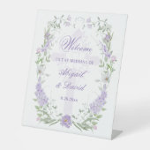 Floral Lilac Frame Religious Wedding Welcome 台座サイン (正面)