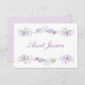 Floral Lilac Lavender Flat Place Card (正面/裏面)