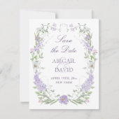 Floral Lilac Lavender Frame Wedding Save The Date セーブザデート (正面)