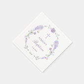 Floral Lilac Lavender Wreath Baptism スタンダードカクテルナプキン (角)