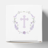 Floral Lilac Lavender Wreath Baptism Cube フェイバーボックス (上部)