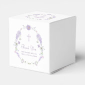 Floral Lilac Lavender Wreath Baptism Cube フェイバーボックス (裏面サイド)
