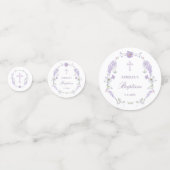 Floral Lilac Lavender Wreath Baptism Table コンフェッティ (裏面)