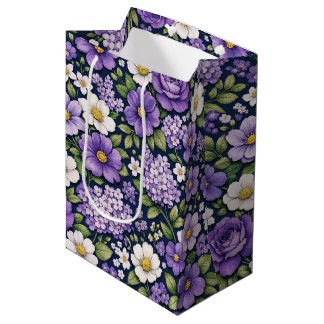 floral lilas ミディアムペーパーバッグ