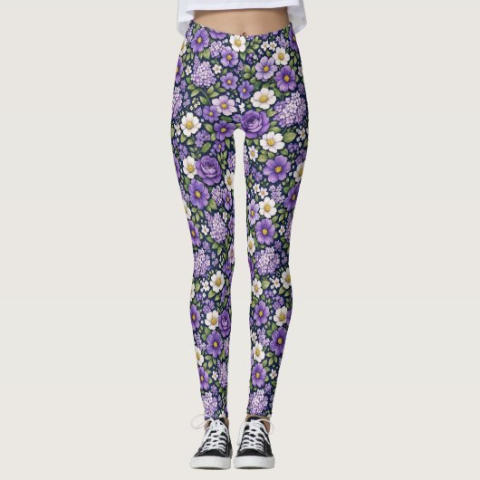 floral lilas レギンス (正面)
