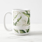 Floral Lily of the Valley with Custom Name コーヒーマグカップ (左)
