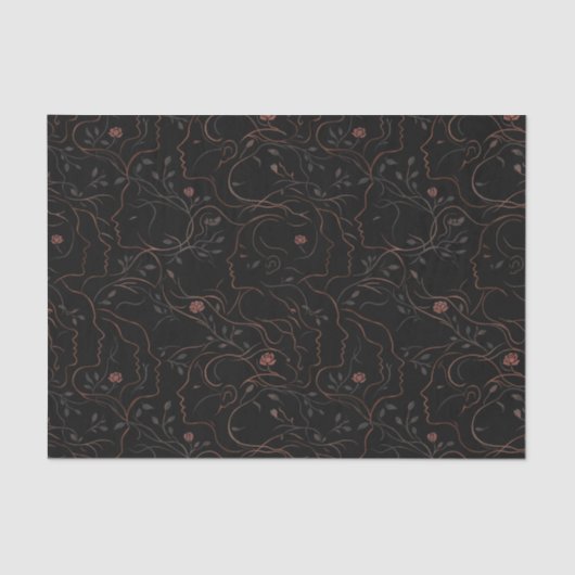 Floral Line Art Faces Tissue Paper 薄葉紙 (正面)