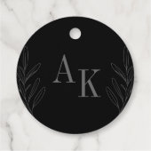 Floral Line Art Rustic Black Elegant Wedding フェイバータグ (裏面)