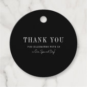 Floral Line Art Rustic Black Elegant Wedding フェイバータグ (正面)