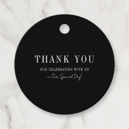 Floral Line Art Rustic Black Elegant Wedding フェイバータグ