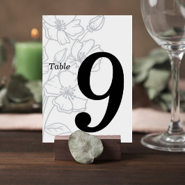 Floral Line Art Wedding Table Number Card テーブルナンバー