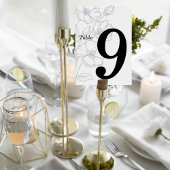 Floral Line Art Wedding Table Number Card テーブルナンバー