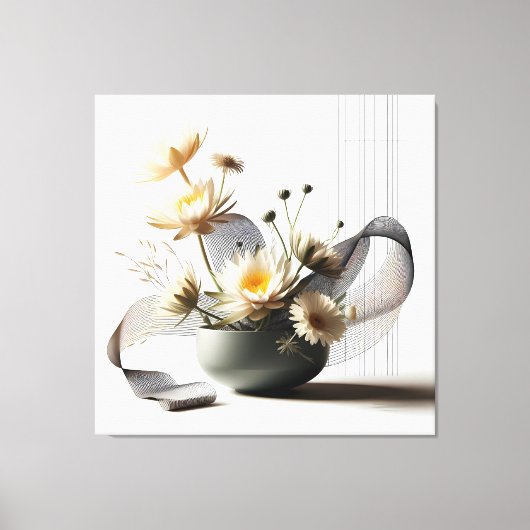 Floral Linework Composition キャンバスプリント (正面)