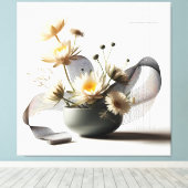 Floral Linework Composition キャンバスプリント (インサイチュ (ウッドフロア))