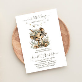 Floral lion king boy Baby Shower Invitation 招待状