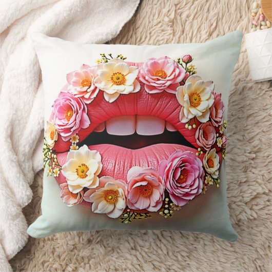 Floral Lips Artistry クッション (ブランケット)