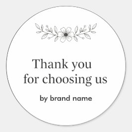 Floral Logo Thank You Business Sticker ラウンドシール