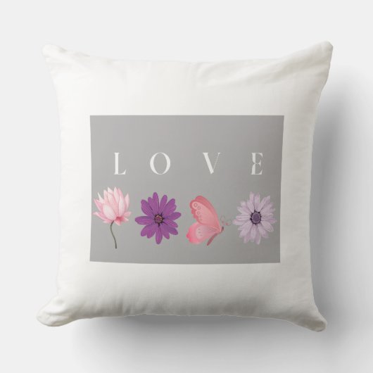 Floral LOVE Botanical Home Decor Gift クッション (正面)