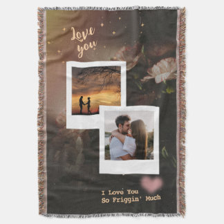 Floral Love Collage with Romantic Quote スローブランケット
