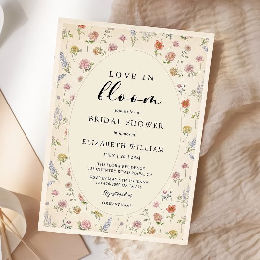 Floral Love In Bloom Bridal Shower 招待状