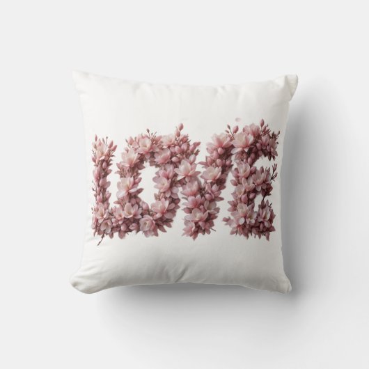 Floral 'LOVE' Pillow | Pink Cherry Blossom  クッション (正面)