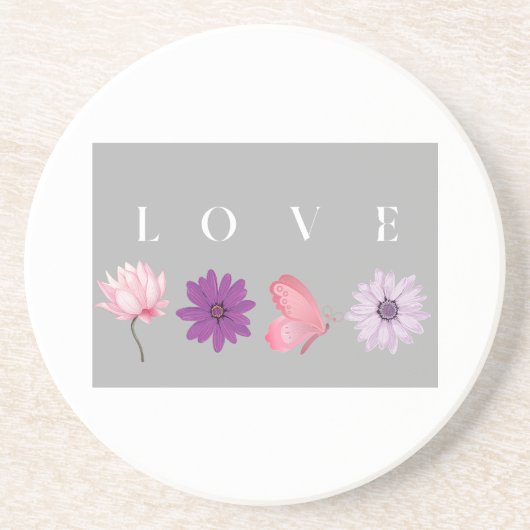 Floral Love Romantic Botanical Gift for Her コースター (正面)