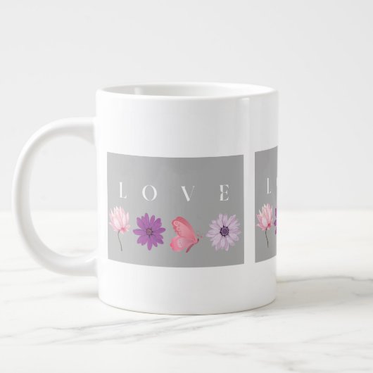 Floral Love Romantic Botanical Gift for Her ジャンボコーヒーマグカップ (左)
