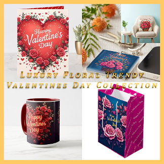 Floral Luxury Beautiful Love Modern Collection ミディアムペーパーバッグ