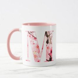Floral M Initial Mug | Personalized Name & Traits マグカップ