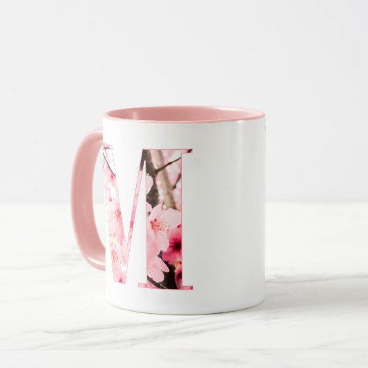 Floral M Initial Mug | Personalized Name & Traits マグカップ (正面左)