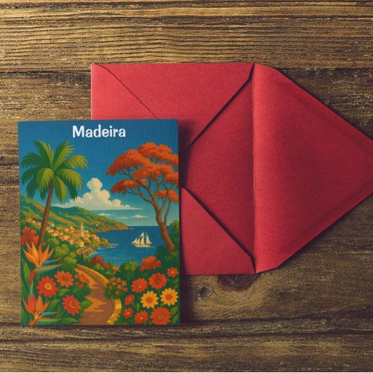 Floral Madeira Vintage Travel Art ポストカード