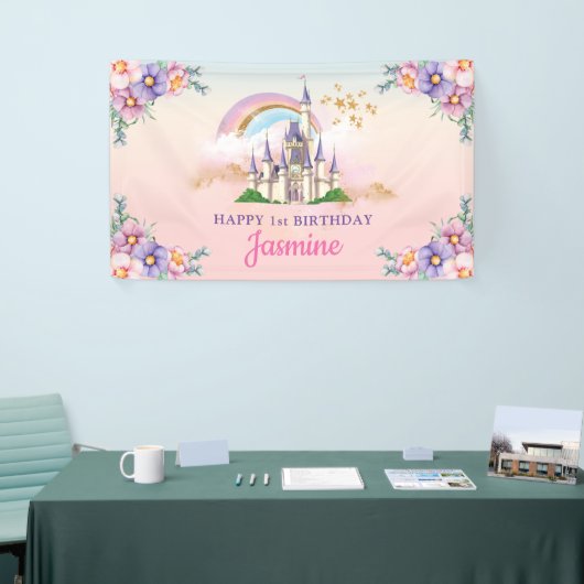 Floral Magical Princess Castle Backdrop / Banner 横断幕 (トレードショー)