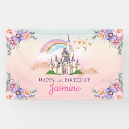 Floral Magical Princess Castle Backdrop / Banner 横断幕 (横)