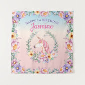 Floral Magical Unicorn Backdrop & Tapestry  タペストリー (正面)