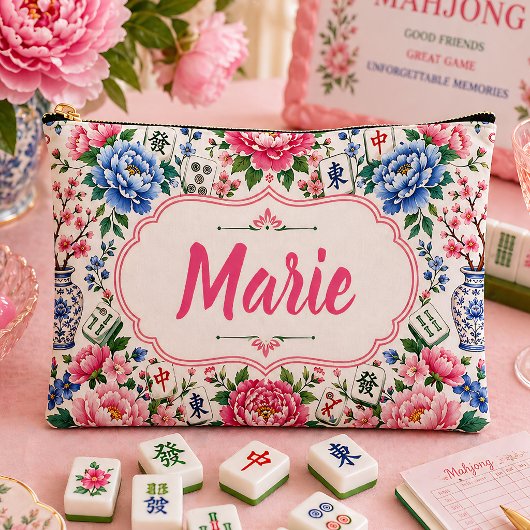 Floral Mahjong Tile Bag Personalized アクセサリーポーチ