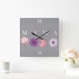 Floral Mama Butterfly Mother’s Day Gift, Birthday  スクエア壁時計