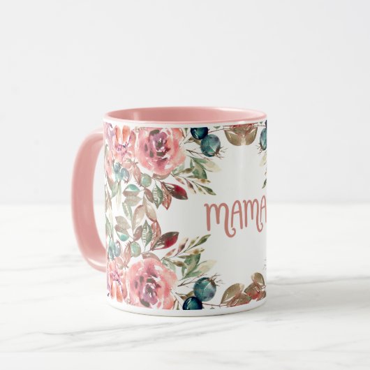 Floral Mama Typography Design マグカップ (正面左)