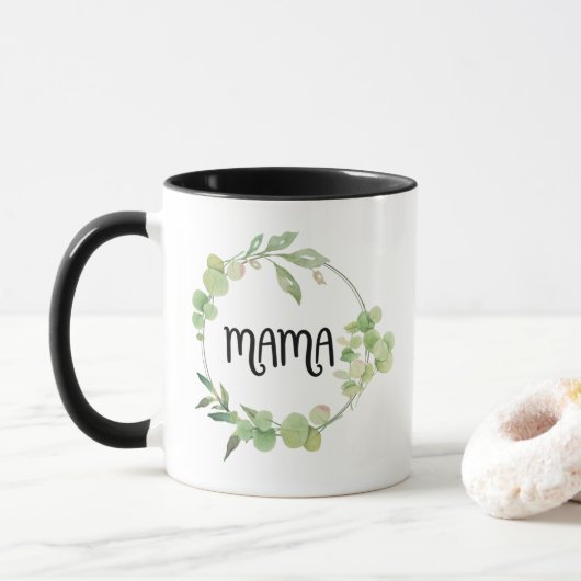 Floral Mama Typography Design マグカップ (ドーナツ)