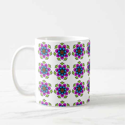 Floral Mandala Pattern コーヒーマグカップ (左)
