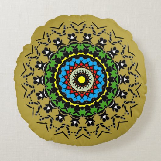 Floral Mandala Seamless ラウンドクッション (正面)