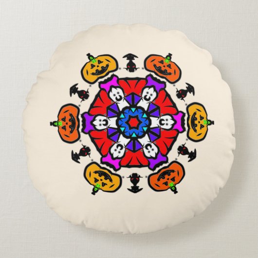 Floral Mandala Seamless Pattern ラウンドクッション (正面)