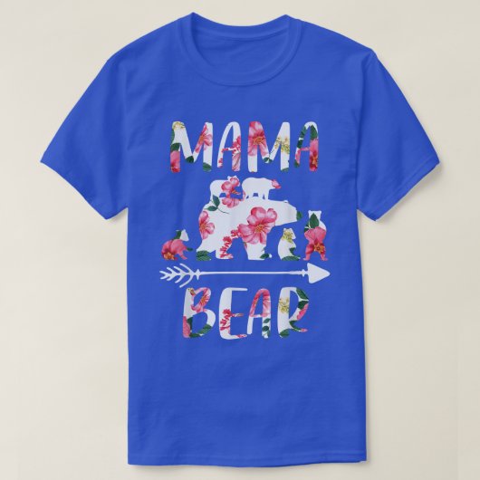 Floral Matching Family Outfits, Funny Mama Bear Fi Tシャツ (デザイン正面)