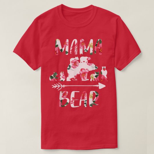 Floral Matching Family Outfits, Funny Mama Bear Si Tシャツ (デザイン正面)