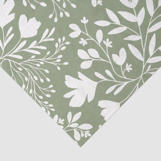 Floral Meadow Dreams Botanical Silhouettes sage 薄葉紙 (詳細)