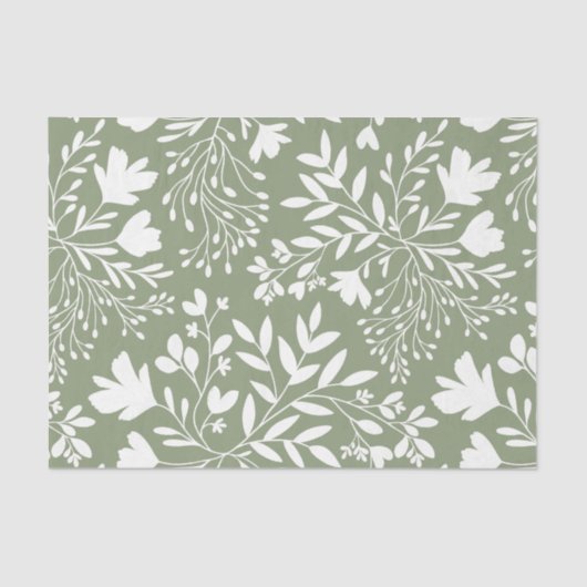 Floral Meadow Dreams Botanical Silhouettes sage 薄葉紙 (正面)