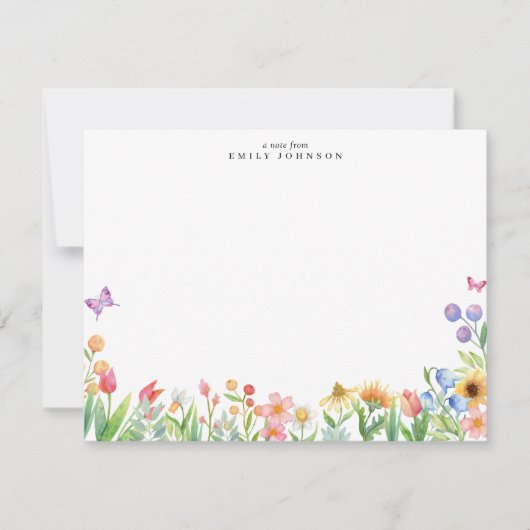 Floral Meadow Note Card 招待状 (正面)