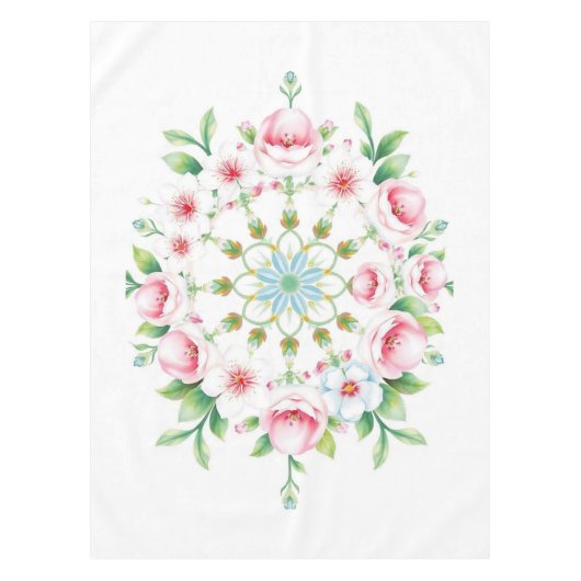 Floral Medallion Pastel Easter Tablecloth テーブルクロス (正面)