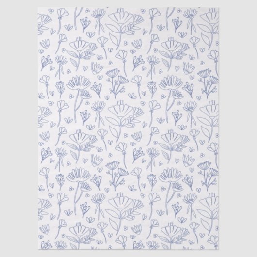 Floral medley outline in blue 薄葉紙 (正面)