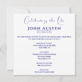 Floral Memorial Invitation 5.25" Square Flat Card 招待状 (裏面)